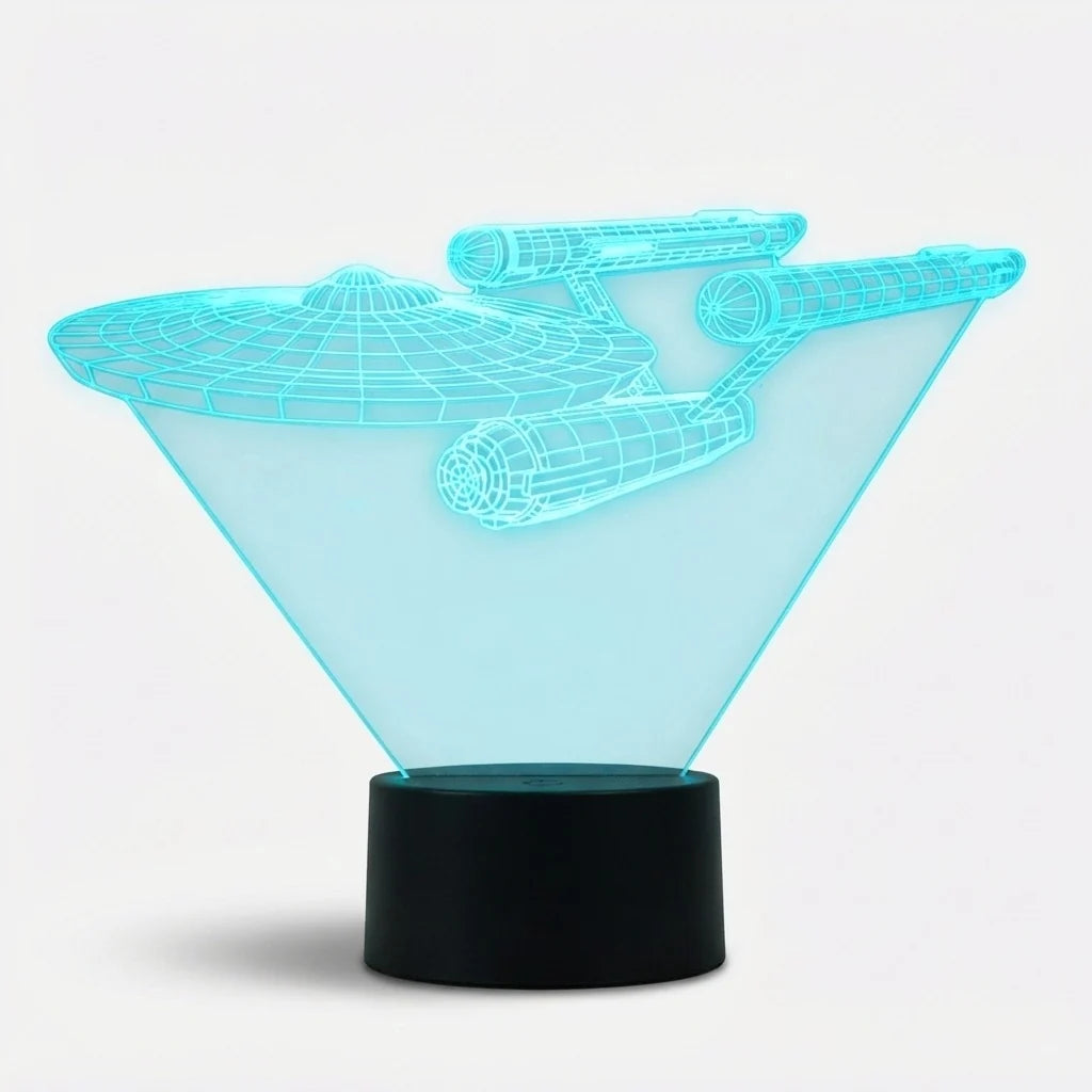 3D LED Lamp Spaceship Optical Illusion Multicolor Night Light