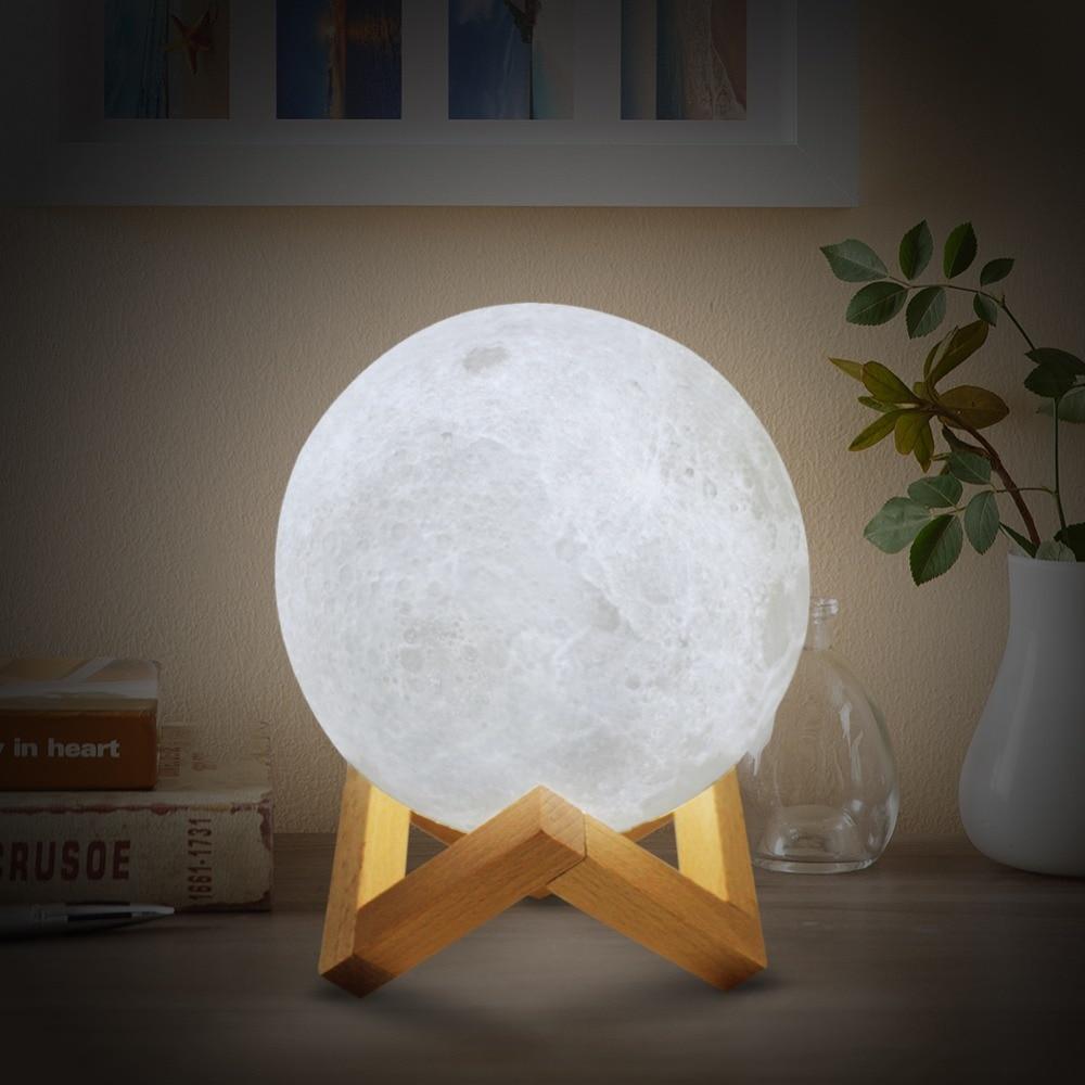 3D Moon Lamp Realistic Crater Touch Dimming Rechargeable