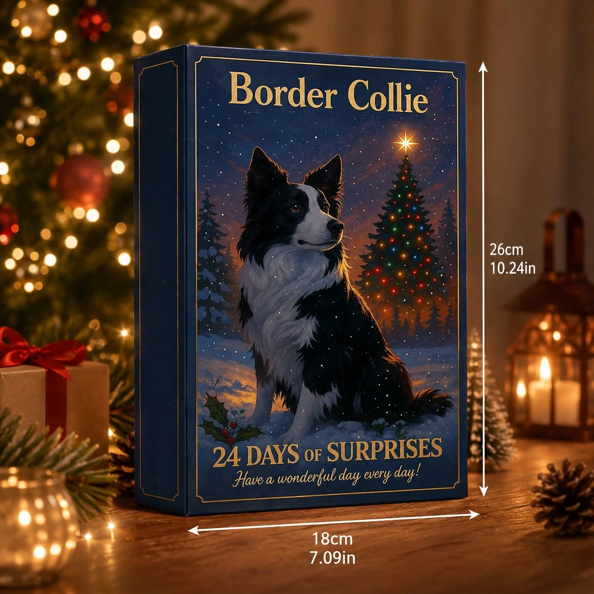 Advent Calendar Border Collie 24-Day Flat 2D Ornaments