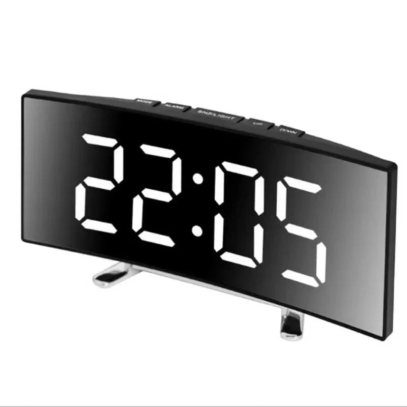 Alarm Clock Mirror LED Display Silent USB or Battery Powered