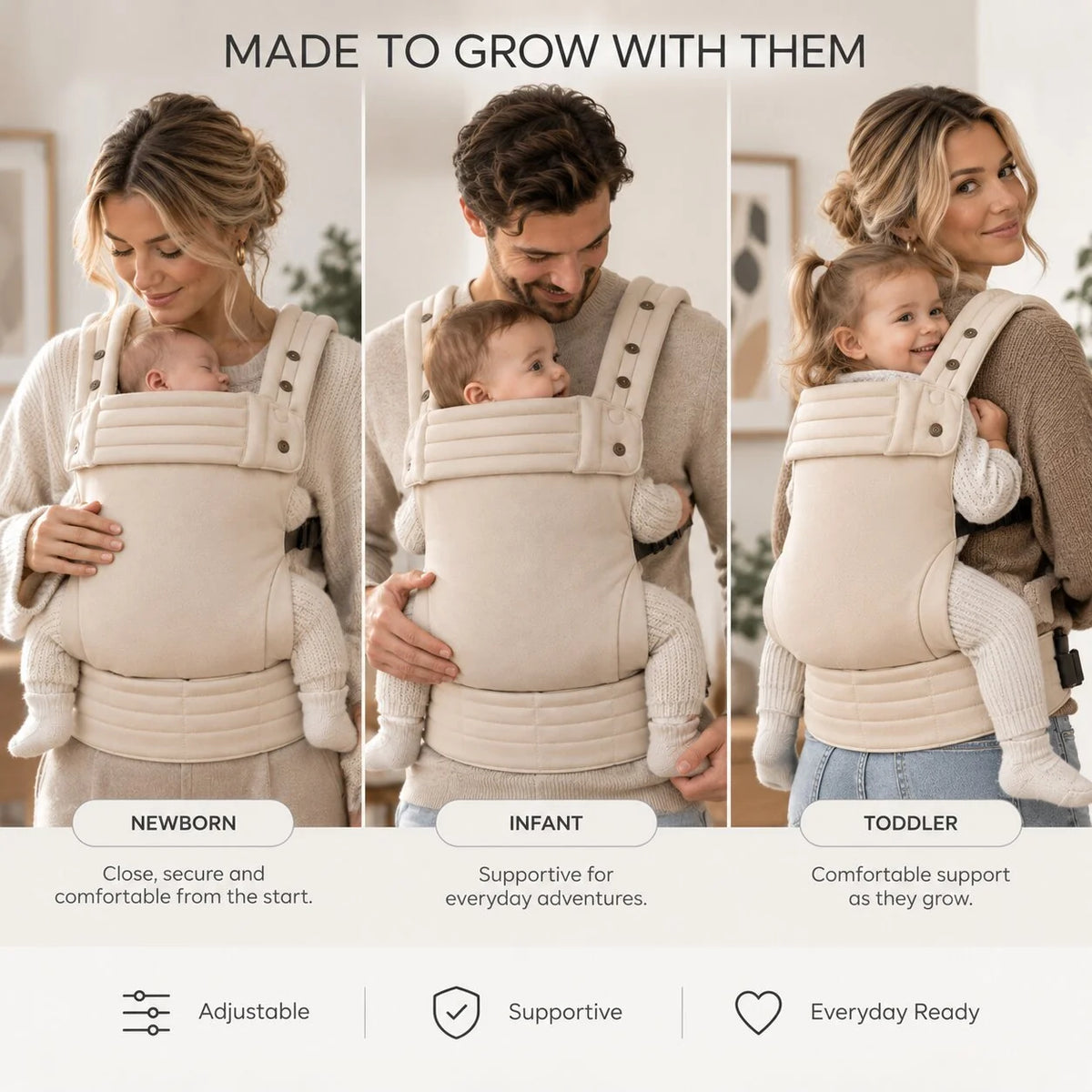 Baby Carrier Ergonomic 3-Position Padded Straps