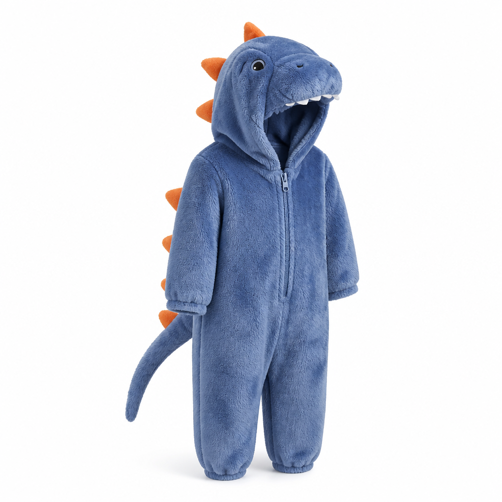 Baby Fleece Overall Hooded Animal Design Continuous Zipper
