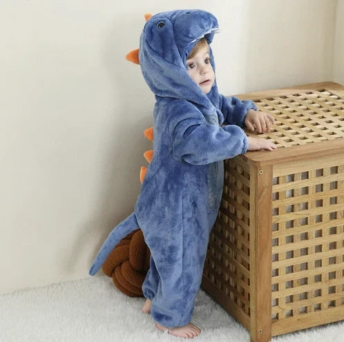 Baby Romper Soft Fleece Hooded Animal Ears Snap-Leg Closure