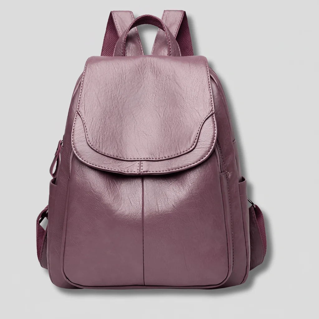 Backpack Embossed PU Leather Hidden Anti-Theft Zipper