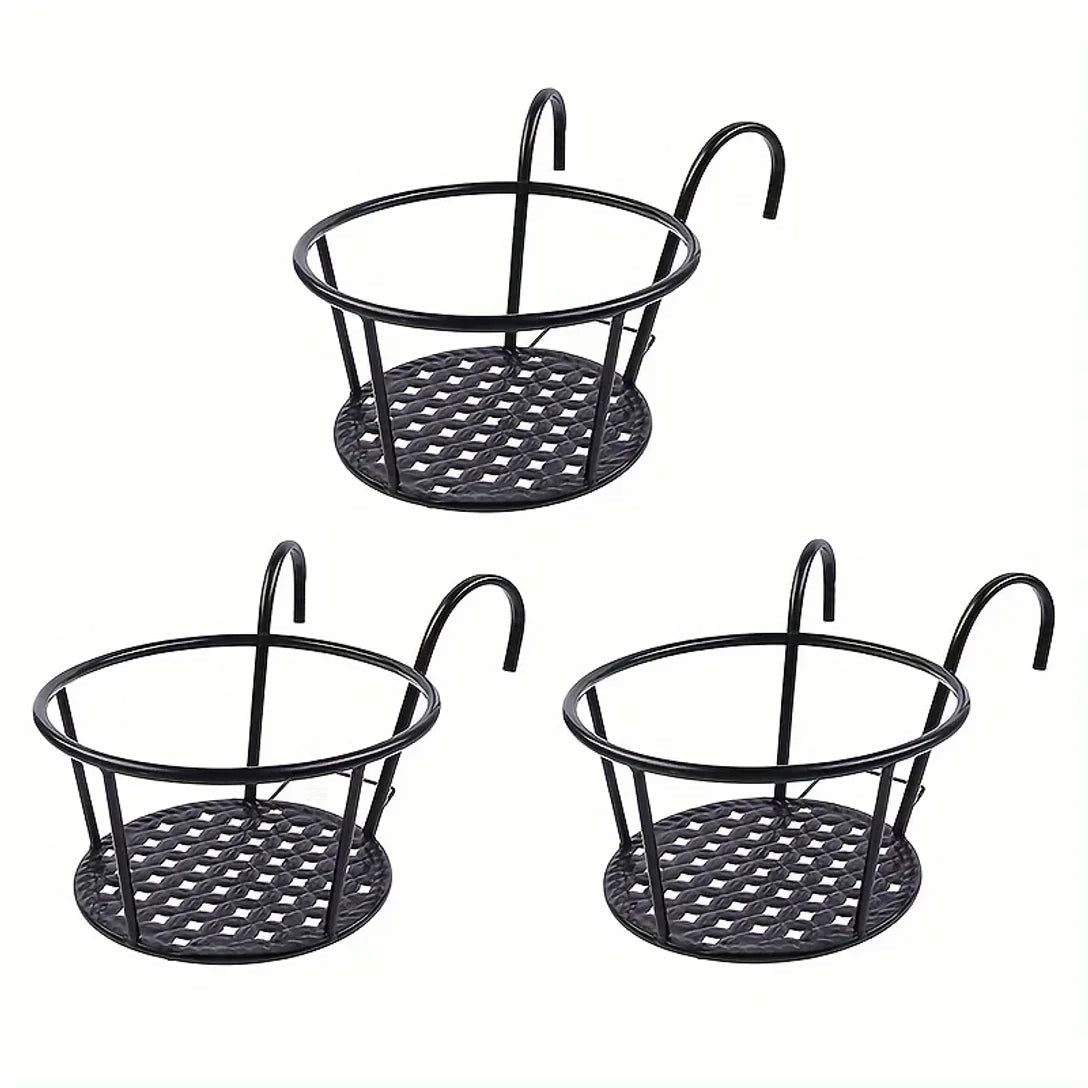 Balcony Railing Planters Hook-On Open Grid Set of 3
