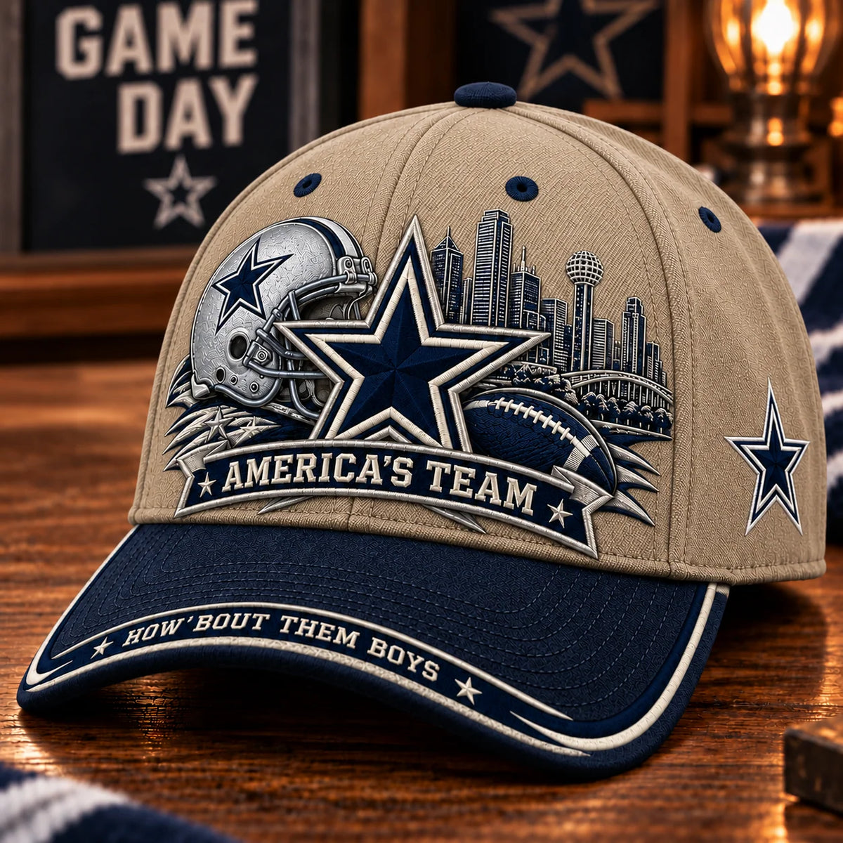 Baseball Cap Football Graphics Adjustable Strap One Size Fits Most