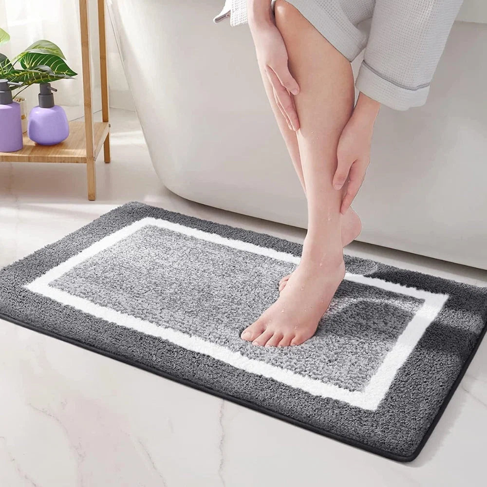 Bath Mat Anti-Slip Microfiber Plush Machine Washable