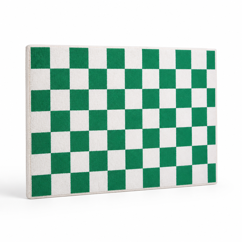 Bath Mat Checkered Microfiber Non-Slip Backing