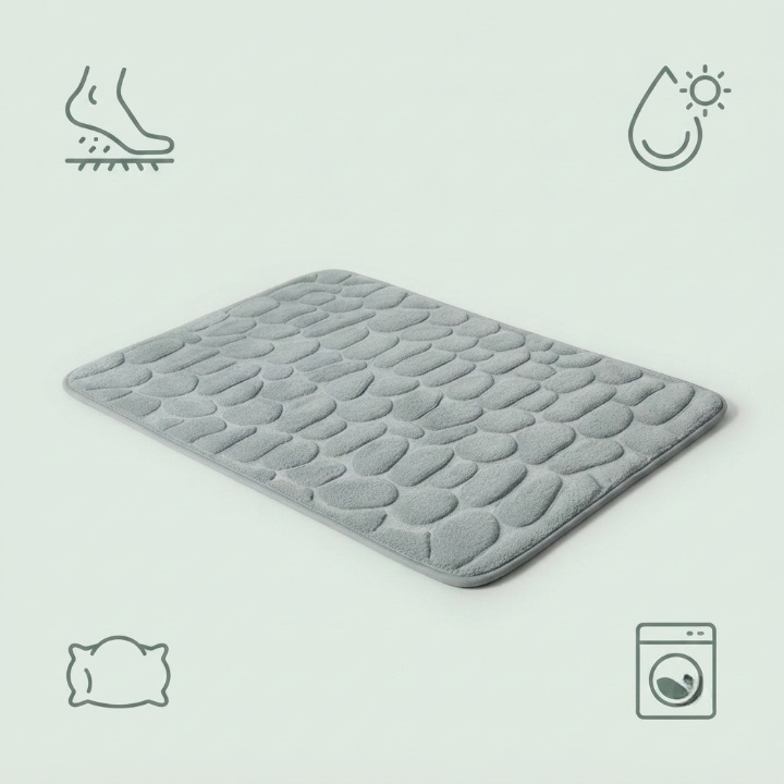 Bath Mat Memory Foam & Non-Slip Backing Quick-Drying