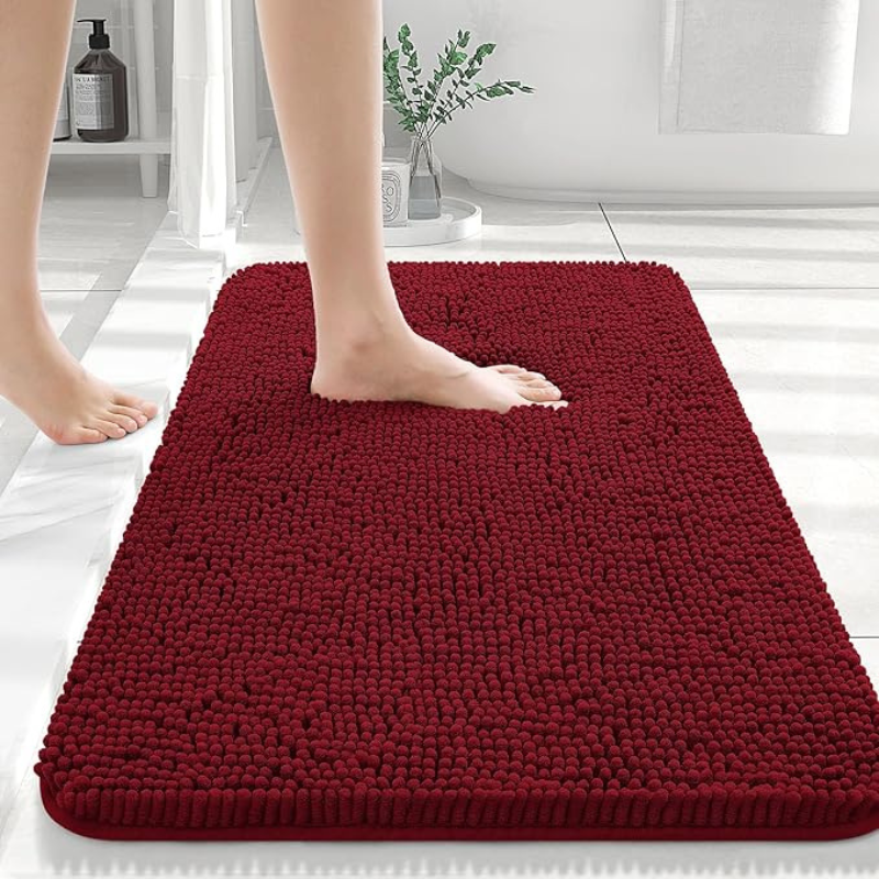 Bath Mat Plush Chenille Non-Slip Backing & Quick-Dry