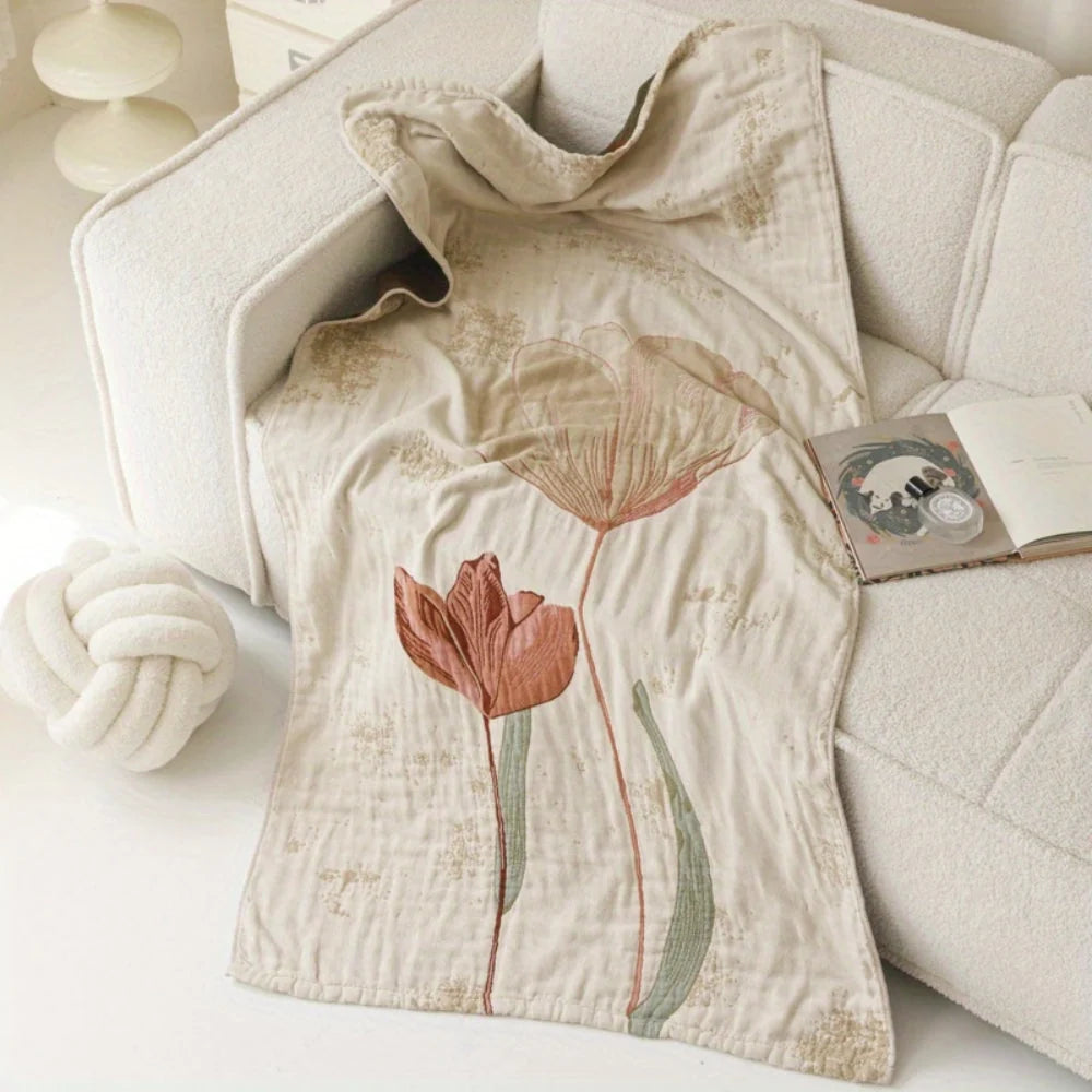Bath Towel Blanket 100% Cotton Lightweight Breathable Floral Print