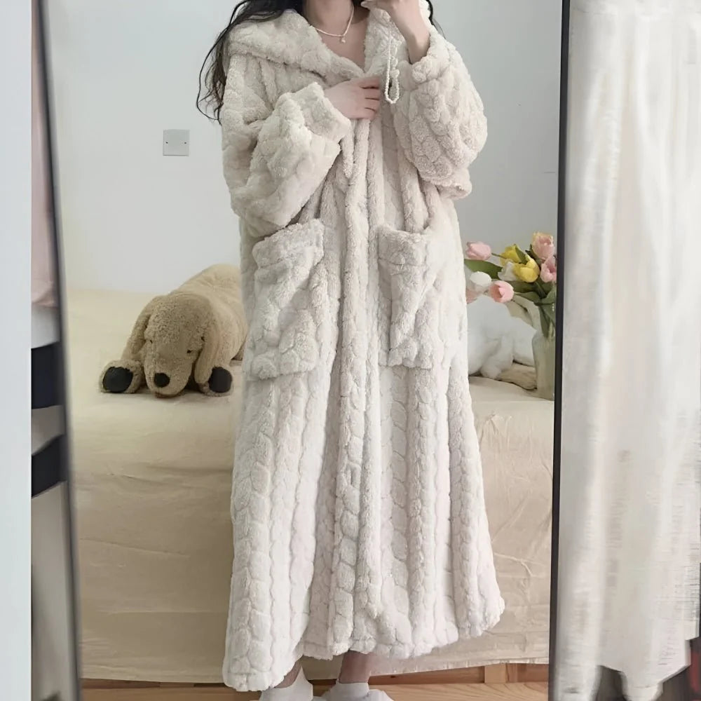 Bathrobe Hooded Soft & Warm With Pockets