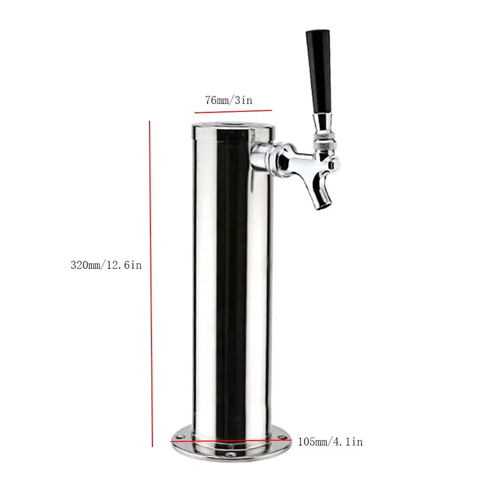 Beer Tap Tower Mirror-Polished Stainless Steel Assembly Kit Included