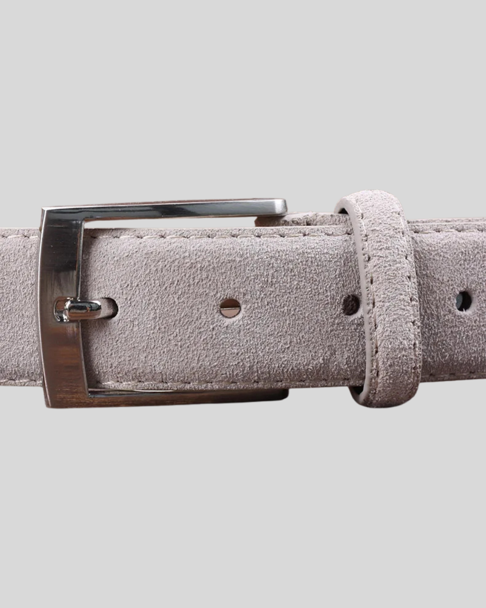 Belt Soft Suede Gray Metal Buckle 110 cm