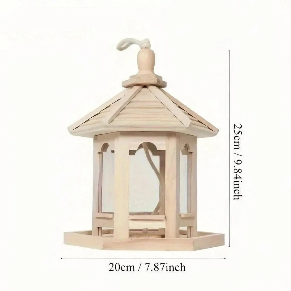 Bird Feeder Wooden Hanging Integrated Water System Weather-Resistant