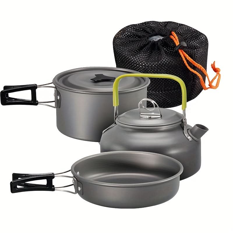 Camping Cookware Set Lightweight Stackable Aluminum Alloy