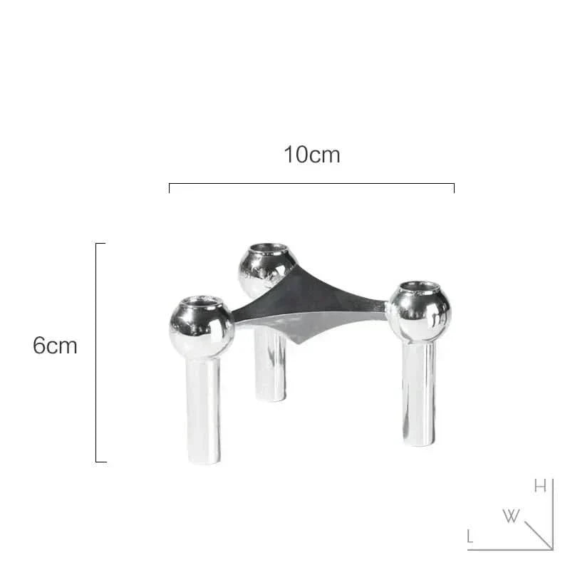 Candle Holder Sculptural Molecular Design Metal Finish