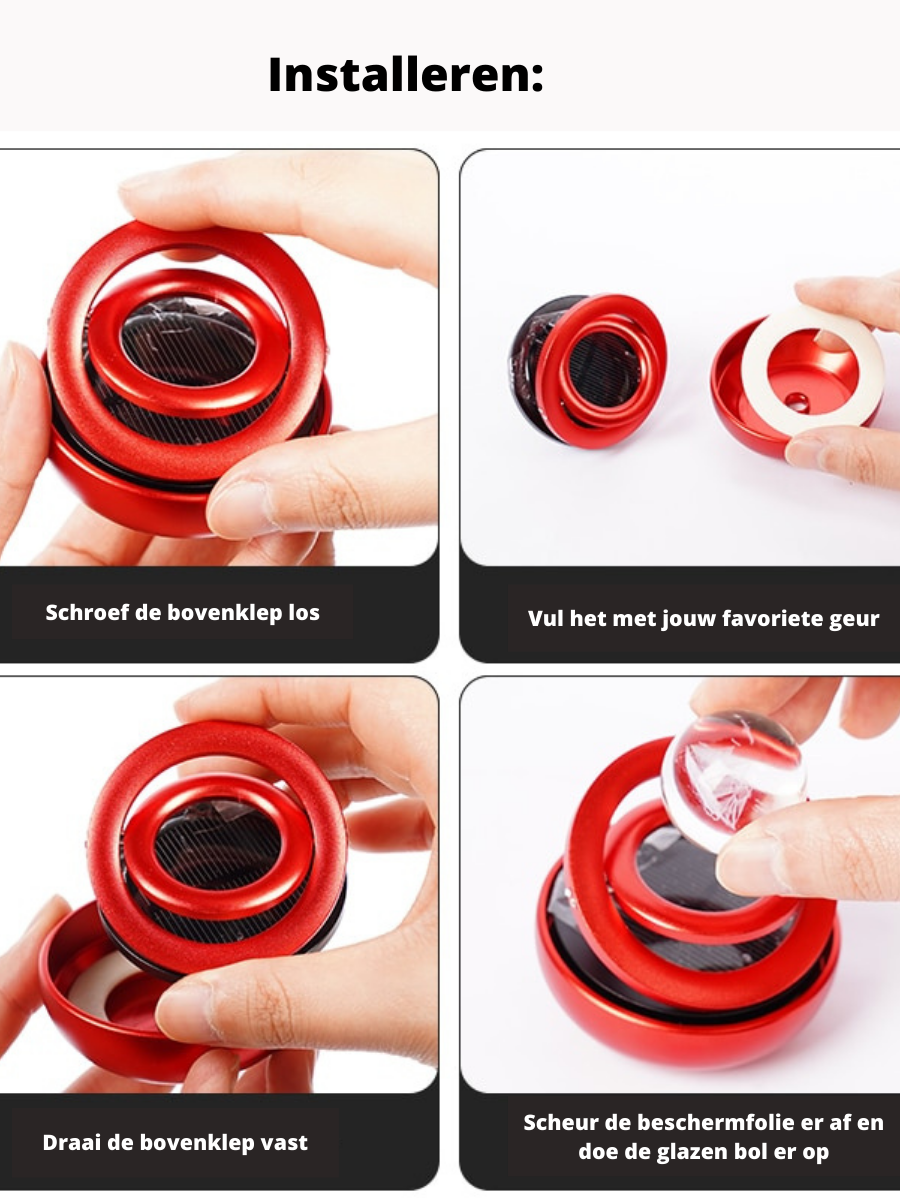 Car Air Freshener Solar-Powered 360 Degree Rotating Scent Stone