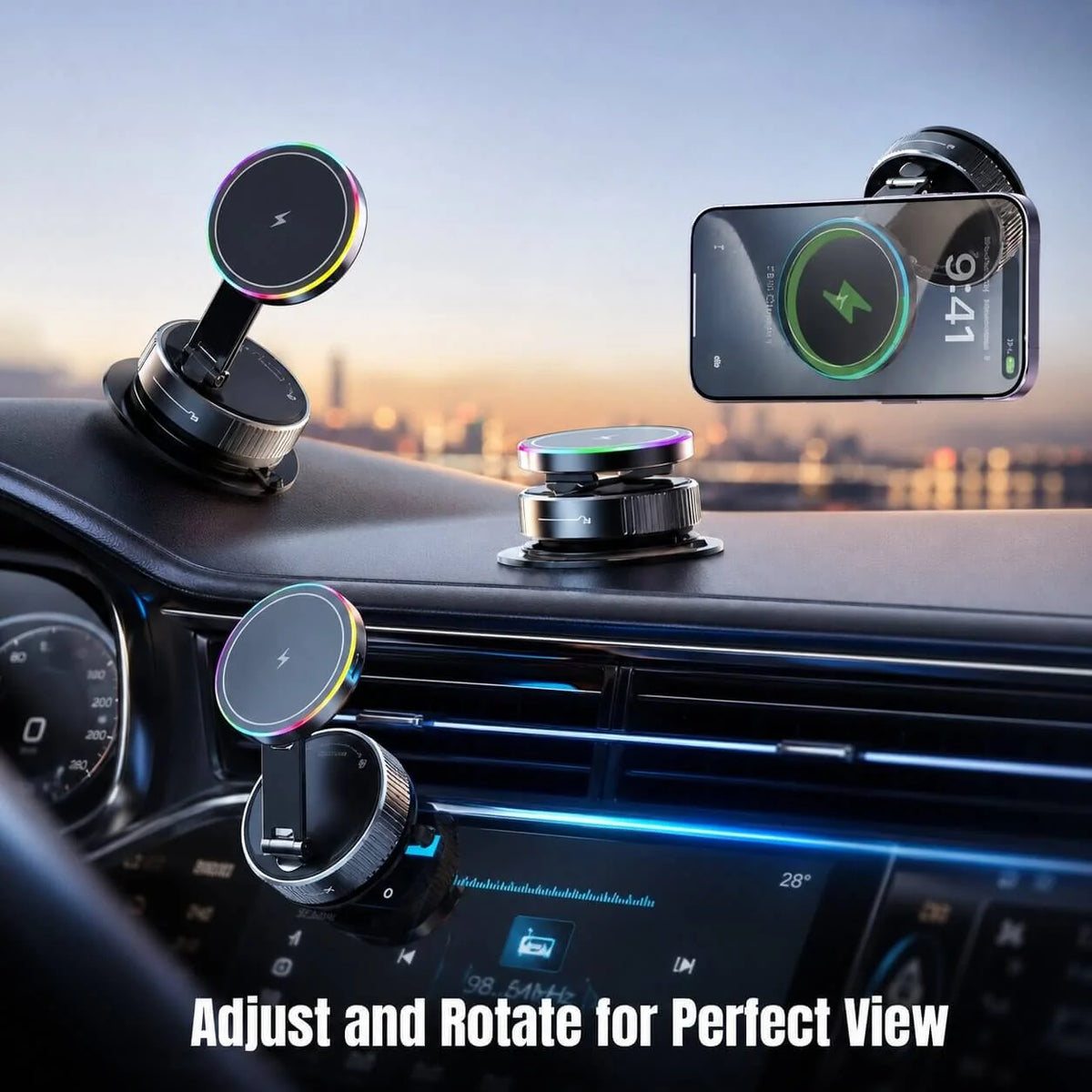 Car Charger Mount MagSafe Compatible 15W Suction Base