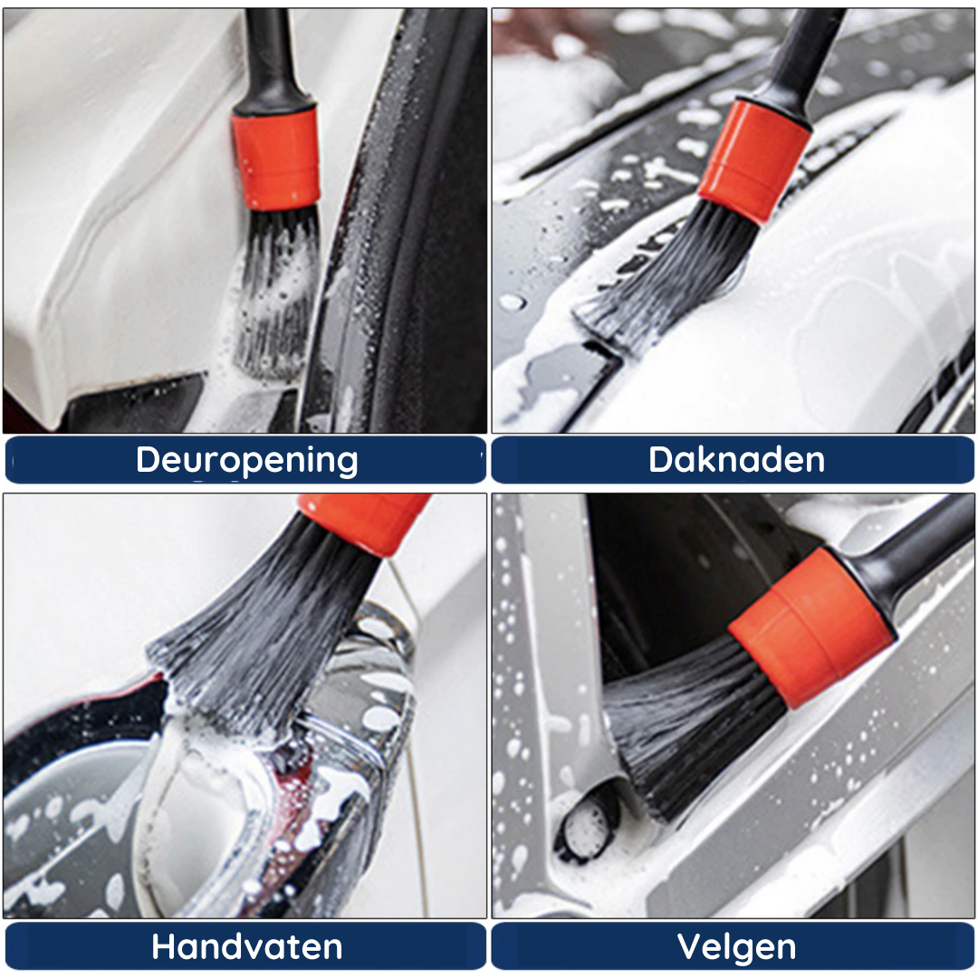 Car Detailing Brush Set Natural Bristles 7 Piece