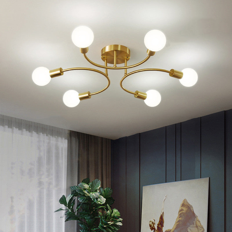 Ceiling Light Multi-Arm Gold Metal E27 Compatible