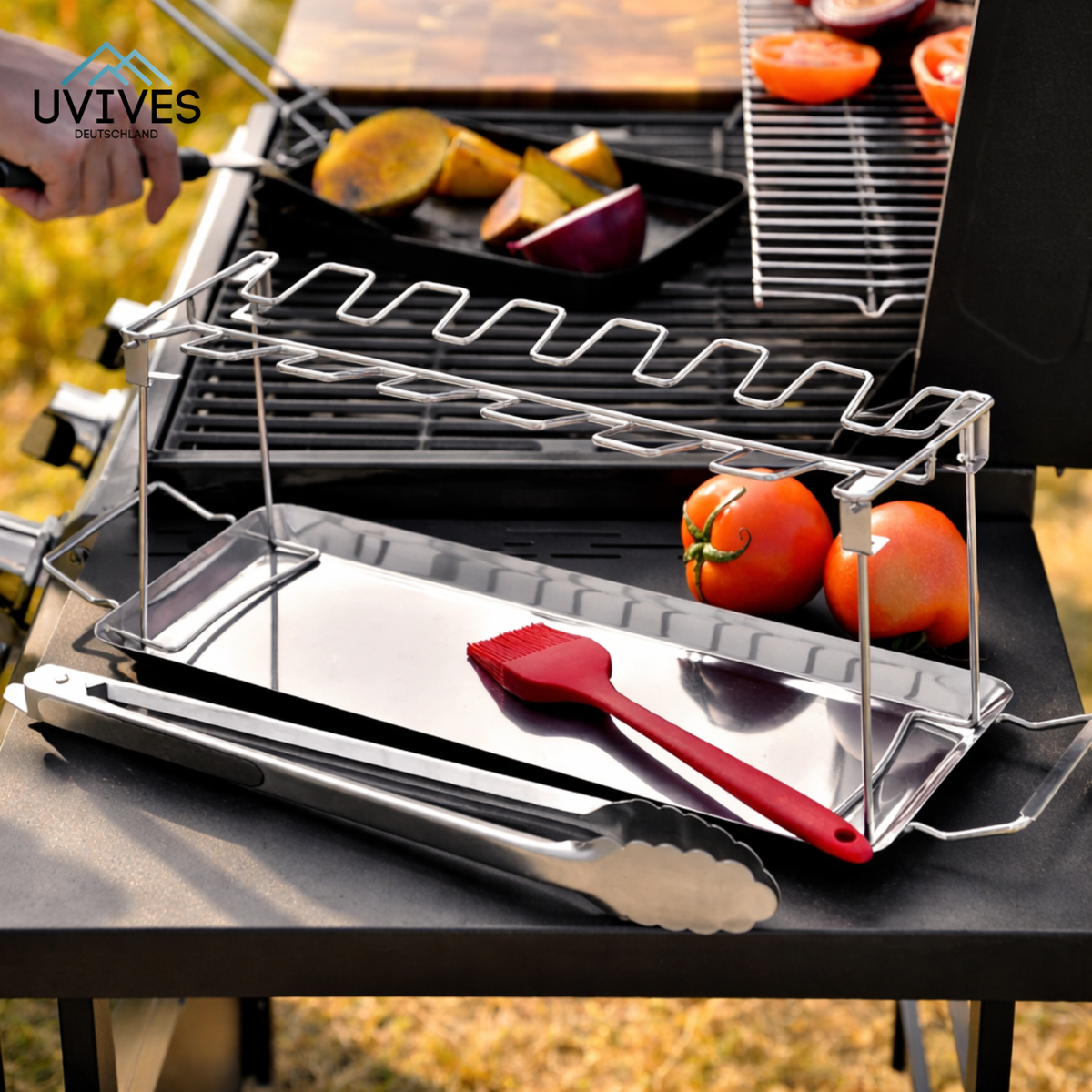 Chicken Leg Grill Rack Stainless Steel Drip Tray