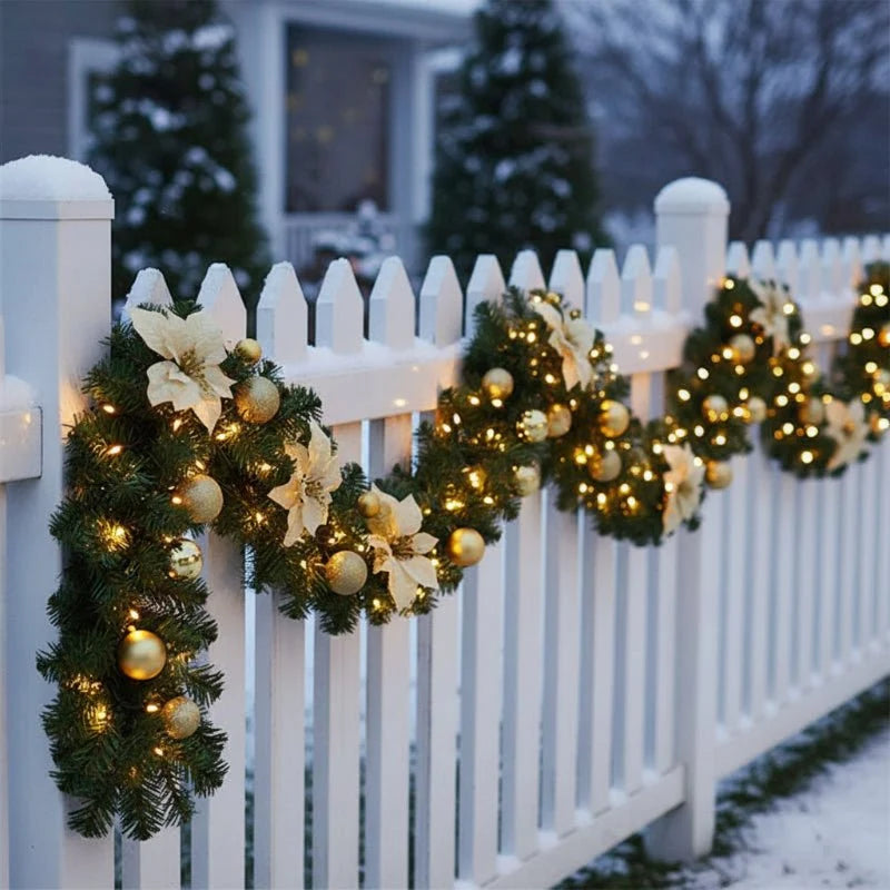 Christmas Garland Rattan Warm White LED Battery-Powered
