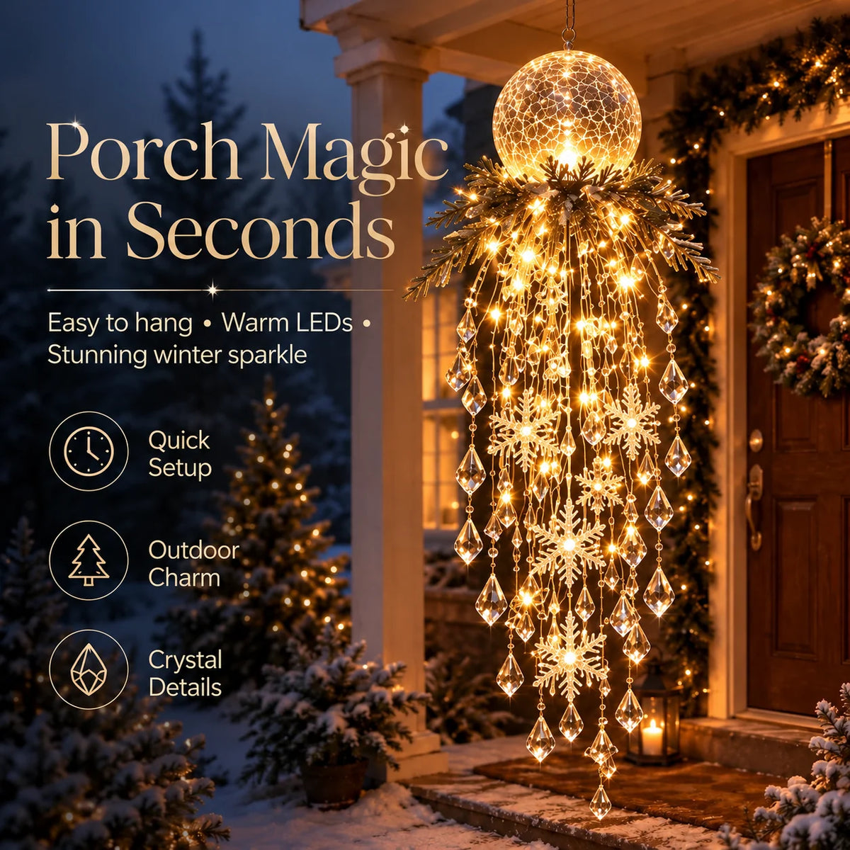 Christmas Hanging Light LED Cascading Crystal-Style Design