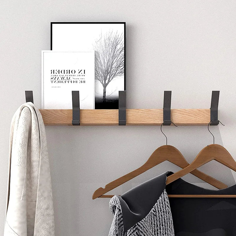 Coat Rack Wall-Mounted Solid Wood 5 Double Hooks