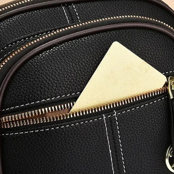 Compact Crossbody Bag Faux Leather Five Compartments
