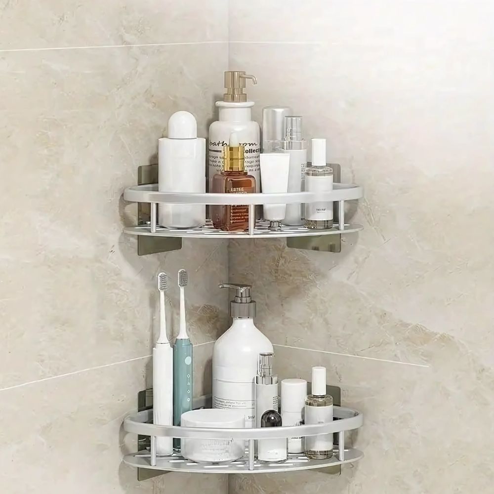 Corner Shower Shelf Drill-Free Aluminum 110 lb Capacity