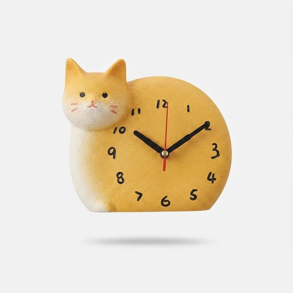 Corner Wall Clock 3D Cat Design Space-Saving Mount