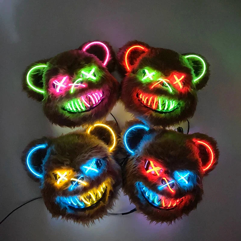 Costume Mask Faux Fur Optional LED Lights