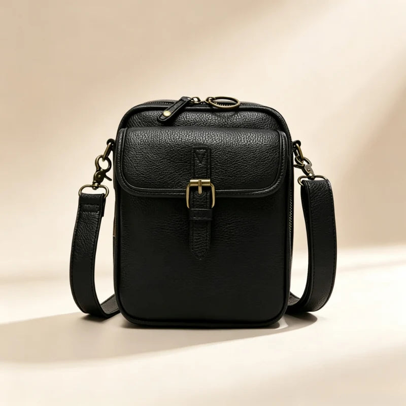 Crossbody Bag Compact Square Anti-Theft Zippers Adjustable Strap