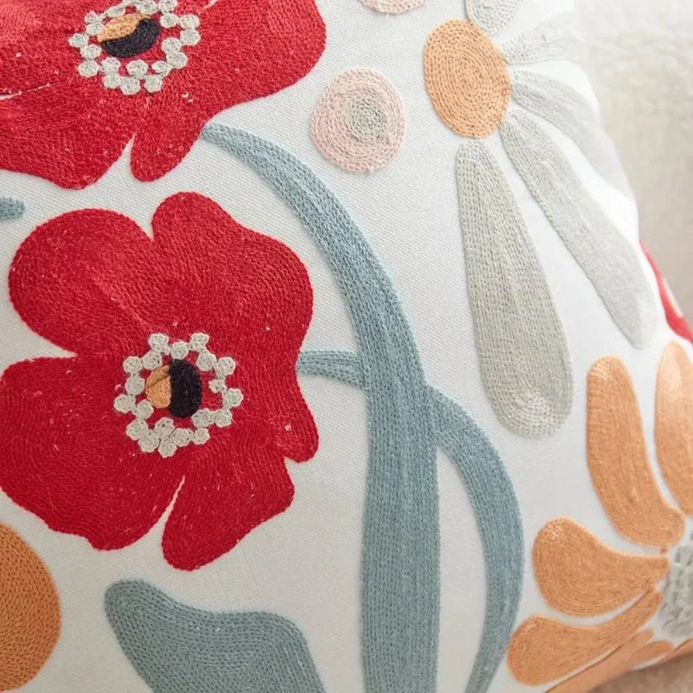 Cushion Cover Botanical Floral Print Microfibre Cotton Blend 45x45cm