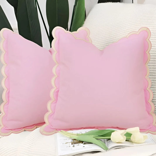 Cushion Cover Wave Edge 100% Cotton 18x18