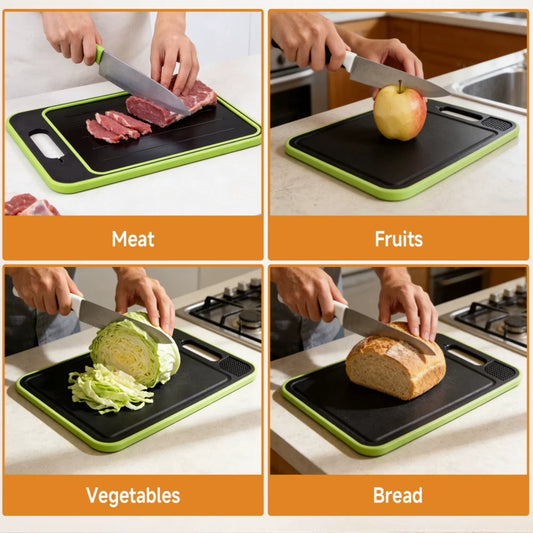 Cutting Board Double-Sided Stainless Steel & Wheat Straw