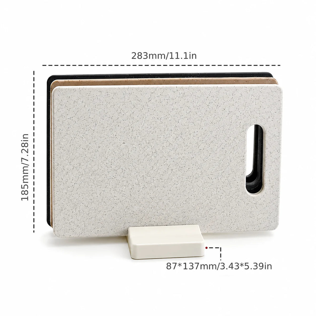 Cutting Board Set 4-Piece Reversible Space-Saving Holder