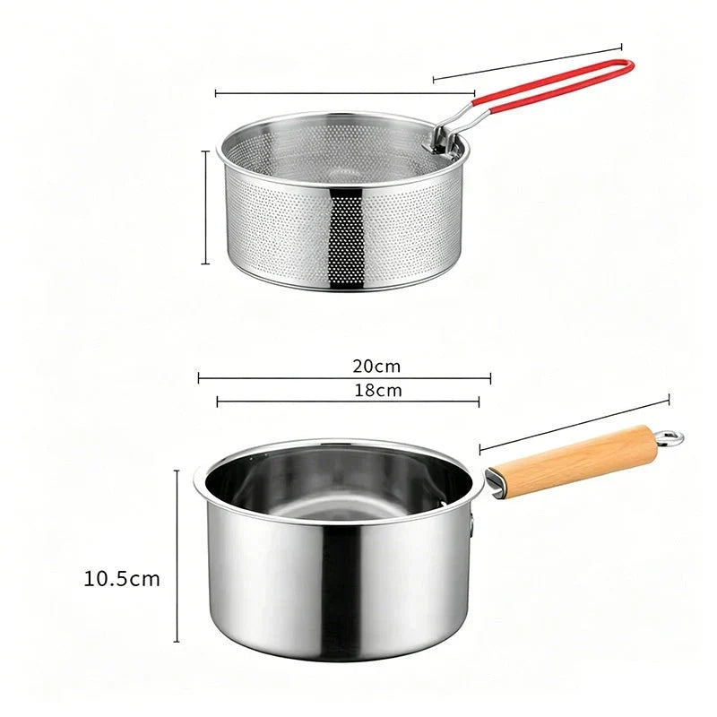 Deep Frying Pot Stainless Steel & Glass Lid