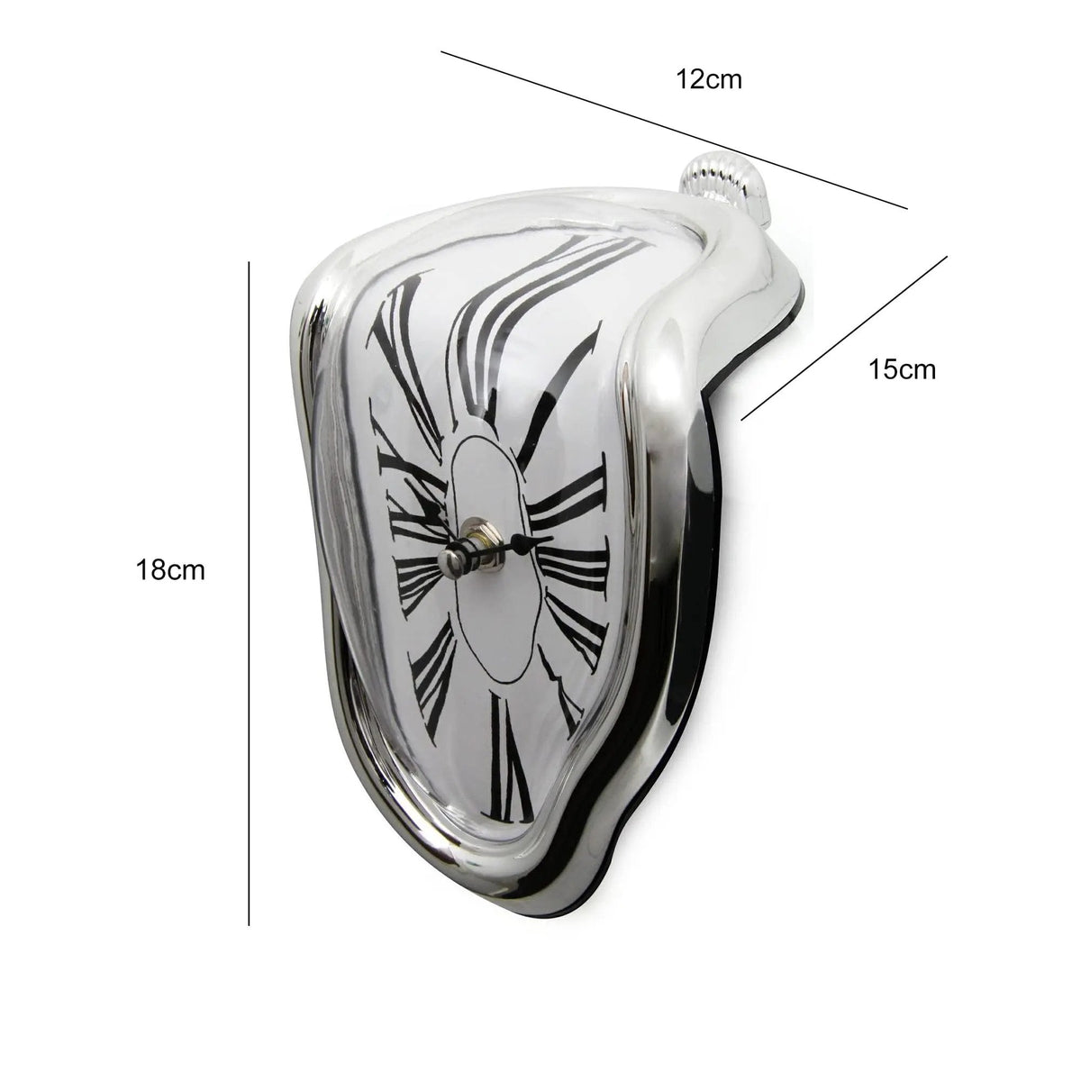 Desk Clock Surrealist Melting Design Metallic Finish