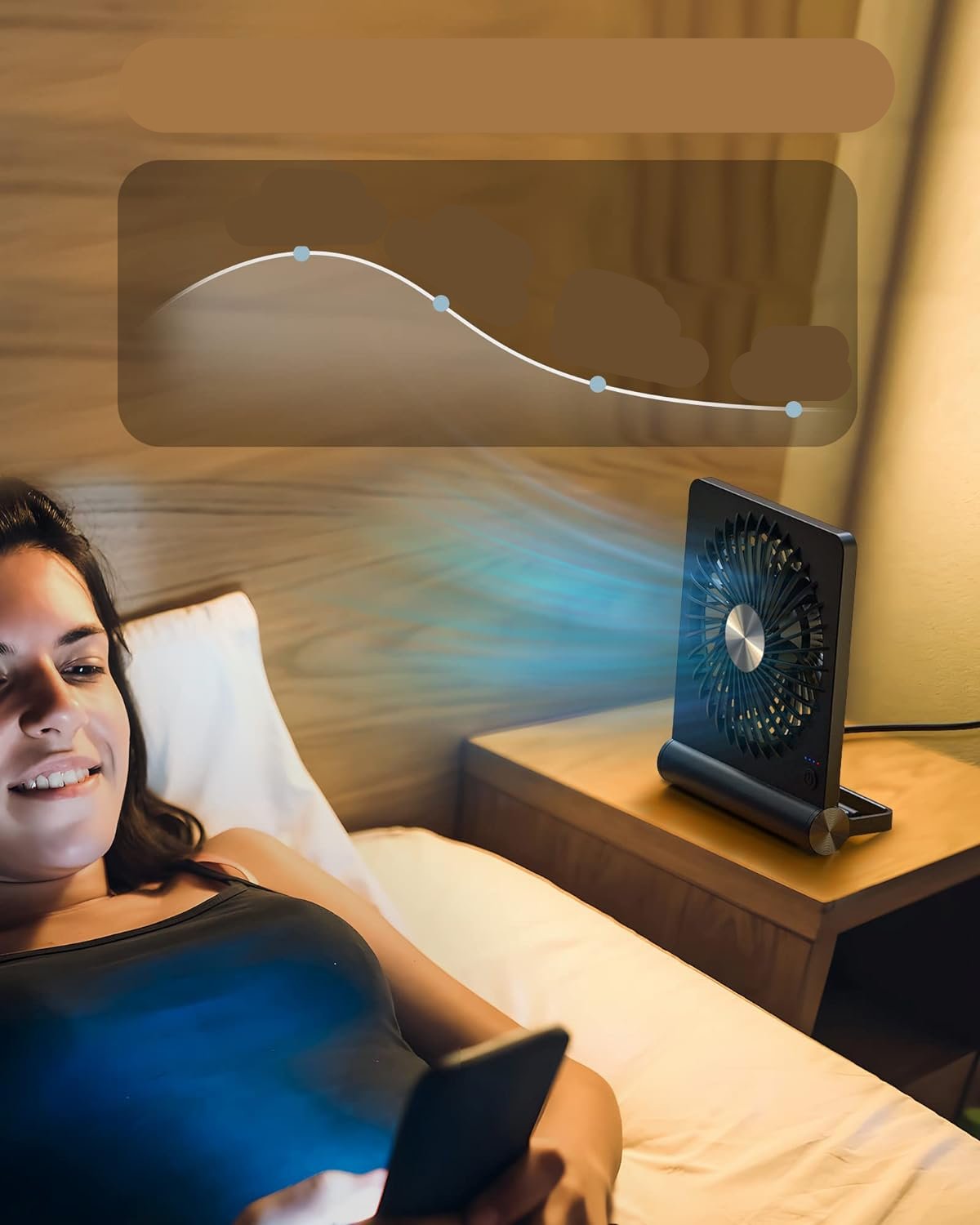 Desk Fan Ultra-Quiet USB-Powered Adjustable Tilt