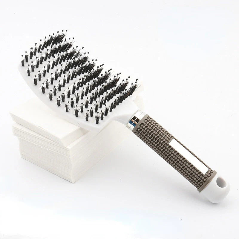 Detangling Hair Brush Curved Vent Boar & Nylon Bristles