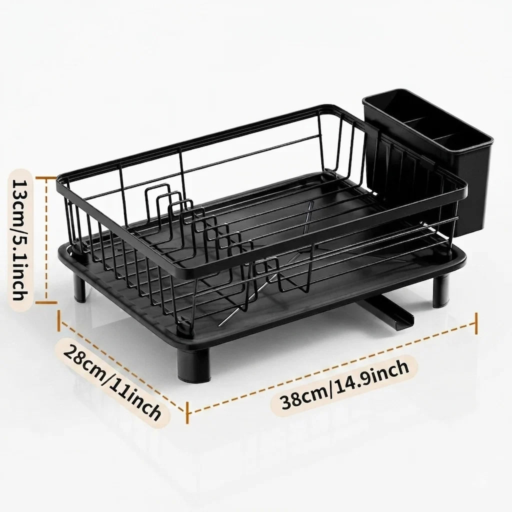 Dish Drying Rack Integrated Drainage & Cutlery Holder