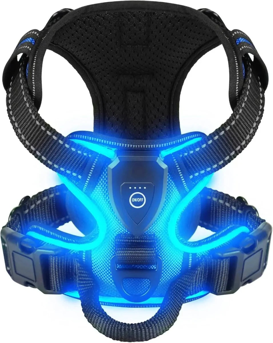 Dog Harness Rechargeable LED Lights Adjustable Fit