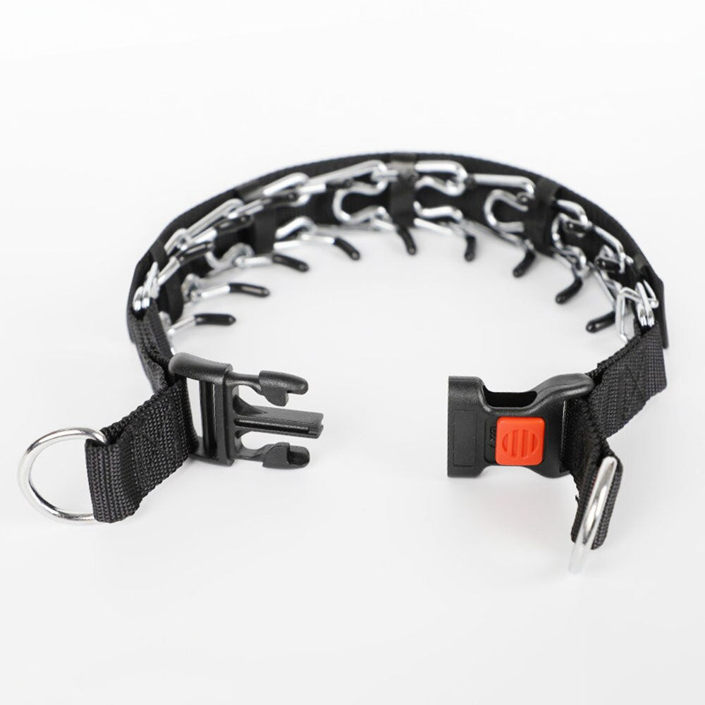 Dog Training Collar Quick-Release Buckle & D-Ring Chrome-Plated Steel Chain