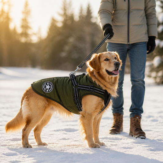 Dog Winter Coat Integrated Harness Padded & Reflective