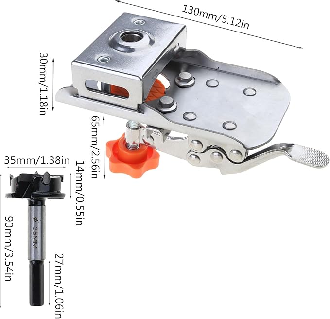 Door Hinge Jig Adjustable Stop Guide & Reinforced Pads