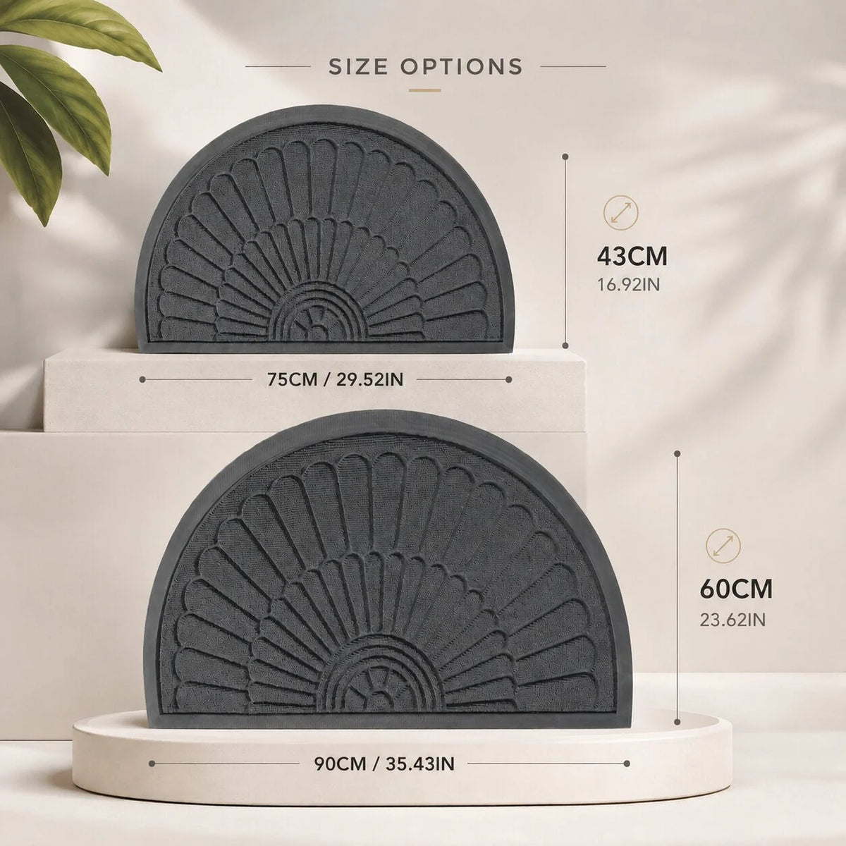 Doormat Half Moon Rubber Non-Slip Indoor & Outdoor