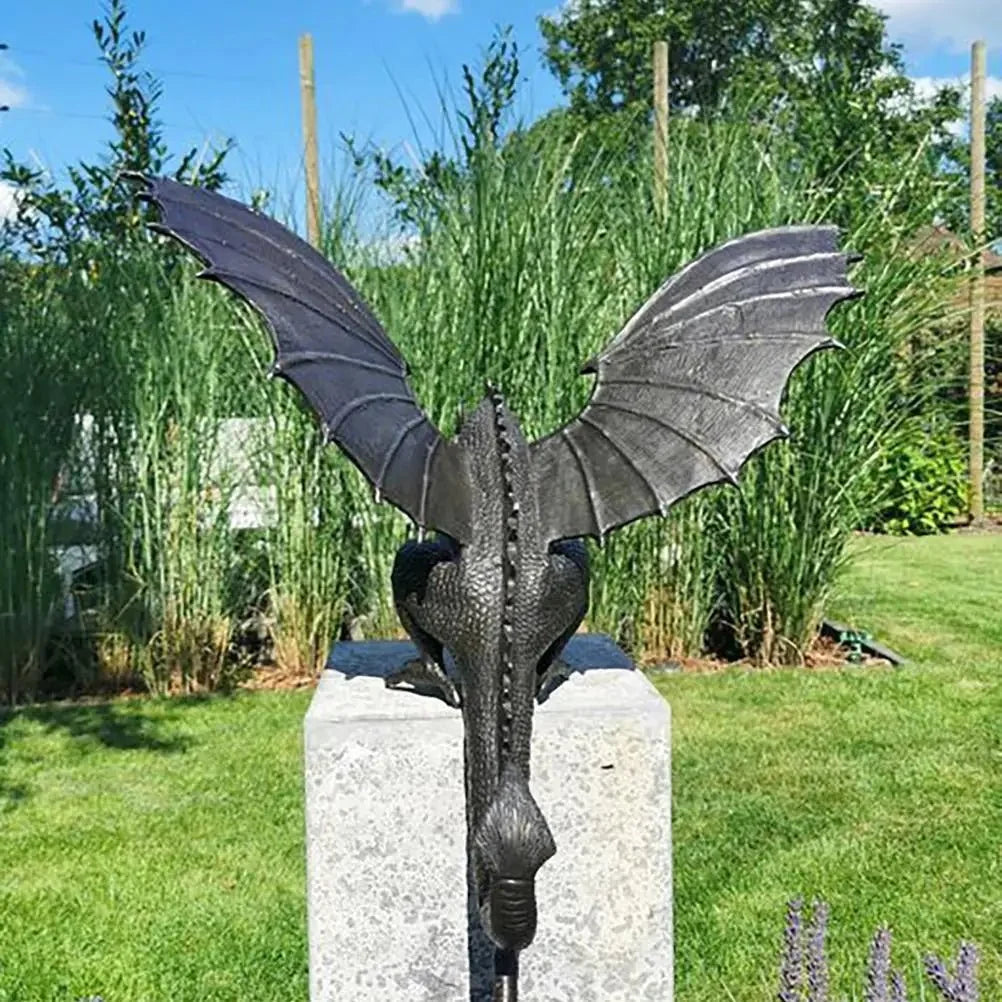 Dragon Garden Statue Detailed Resin Design Weather-Resistant Bronze Finish