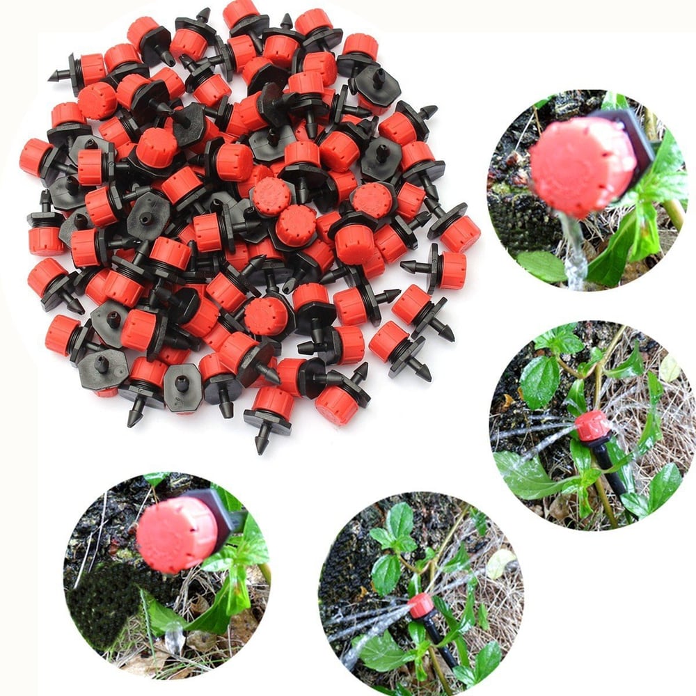 Drip Emitters 360 Degree Adjustable Pressure Compensating 100 Pack